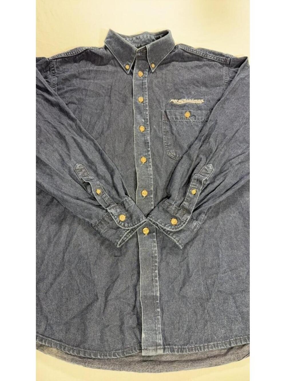 Three Rivers Denim Button-Up Shirt with Embroidered Logo